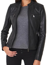 Black Leather Biker Jacket Womens